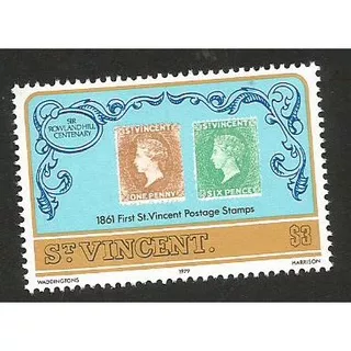 A 5963 SATU BUAH PERANGKO ST VINCENT TEMA QUEEN VICTORIA STAMP ON STAMP KONDISII MNH MINT NEVER HINGED