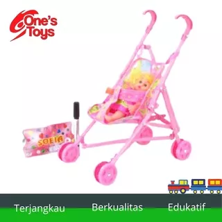 Mainan Anak Stroller Boneka Bayi Stroller Dorongan Boneka bayi/Mainan Boneka bayi nangis -Terjangkau