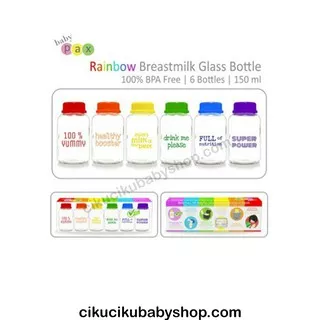 Baby Pax Rainbow botol asi kaca isi 6