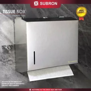 SUBRON Tissue Box Stainless Kotak Besar Kunci Tempat Wadah Tisu Tembok Dinding