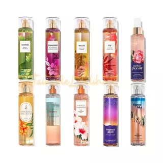 Bath and Body Works Fine Fragrance Mist 236 Ml Waikiki Beach Coconut, Bahamas Passionfruit & Banana Flower, Belize Tropical Cabana, Fiji Sunshine Guava-Tini, Perfect Peony, Marigold Cane Sugar, Midsummer Dream, Hisbiscus Paradise, Sunset Glow, Open Sky