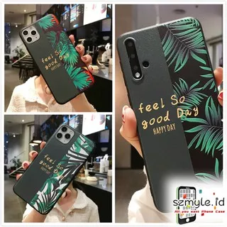 Case OPPO A54 A15s A15 A5s A7 A12 A11K A52 A92 A3s A53 A33 Reno 4 F A5 A9 2020 Green Red Leaves Leaf Tropical Feel So Good Day Anti Crack Casing Cover GNC