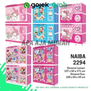 LEMARI PLASTIK ANAK 3 PINTU/ LEMARI PAKAIAN PLASTIK RAK JUMBO HK DORAEMON MINNIE MELODY / NAIBA 2294