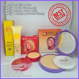 MURAH BPOM - Paket 3 IN 1 Kelly Kosmetik - Kelly Cream 5 gr - Beauty Powder 22,5gr - Kelly Lemon 15g