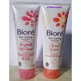 Biore Skin Caring Facial Foam 100gr Acne Care / Bright & Oil Clear 100 gr Sabun Cuci Muka