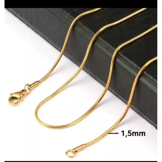 kalung titanium bulat  gold/emas stainless steel kalung titanium bulat wanita pria termurah terbaik