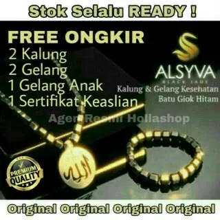 PROMO PAKET FAMILY ALSYVA BLACK JADE - HITAM - KALUNG dan GELANG KESEHATAN dijamin ORIGINAL