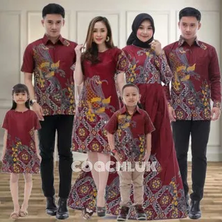 Baju Batik Couple Keluarga Modern Merah Maroon Seragam Set Sarimbit Batik Kerja Pasangan Pesta Lamaran Kondangan Family Kemeja Dress Batik Ayah Ibu Dan Anak Laki Laki Cowo Cowok Cewek Perempuan Kekinian Busui Jumbo Batik Pekalongan Murah Terbaru