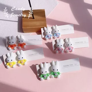Candy Jewelry Fashion Cute Earrings Cartoon Rabbit Stud Earring for Women and Girls Blue Yellow Green Blue Pink