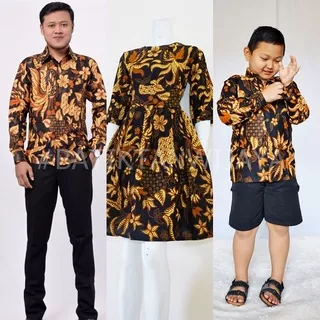 Batik Couple Keluarga Papa Mama Anak Laki Laki 1-14 Tahun Mama Model Dress Papa dan Anak Laki Kemeja Panjang Pendek Bahan Katun Sogan Motif Batik Jogja