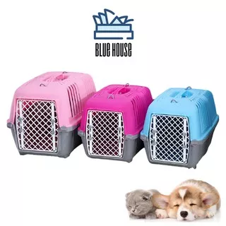 Blue House - Kandang Kucing Anjing Pet Carrier Box Buat Travel 31x50x32cm