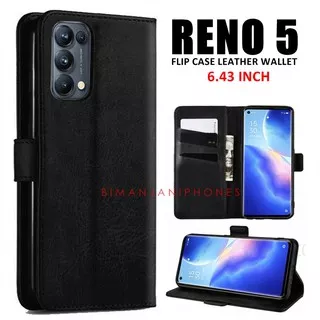 Reno 5 4G 5G Reno 4 4G Reno 4 Pro Reno 4F - Flip Case Leather Wallet - Kesing Dompet Kulit