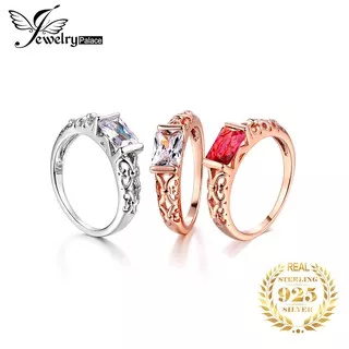 Cincin Perak 925 Asli Cincin Perak untuk Wanita Mawar Emas Square Permata Fashion Aksesoris Perhiasan/Perempuan Cincin Permata