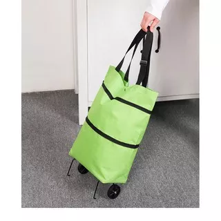 Shopping Bag Tas Belanja Lipat Roda Kain Troli Trolley Serbaguna Multifungsi non Slempang Anyaman