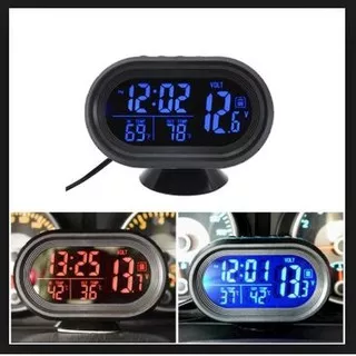 [COD] JAM DIGITAL DASHBOARD MOBIL VOLTMETER Suhu Dalam Luar Nyala 2 Warna