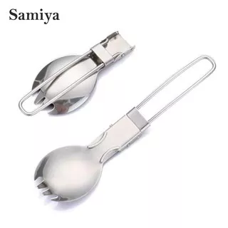 sendok garpu lipat stainless / stainless steel spoon tableware camp / sendok garpu portable camping