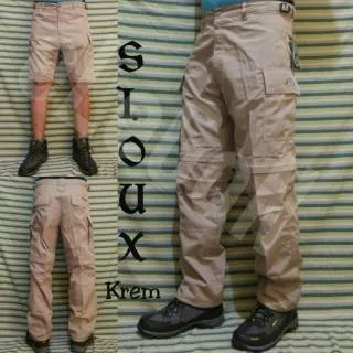 Celana PDK Lapangan PDL Sambung Sioux Krem Ripstop Katun Premium Celana Hunting Outdoor Shioux