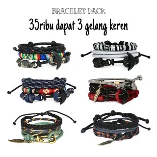 Gelang Paket prusikjangkar best seller 1 paket dapat 3 gelang / gelang tali prusik / gelang paracord