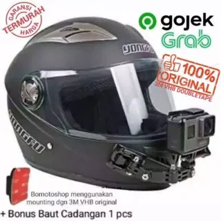 Terlaris Mounting Helm Helmet Chin Side Mount GoPro YI Action Cam Helm Curved Mount dagu moto vlog