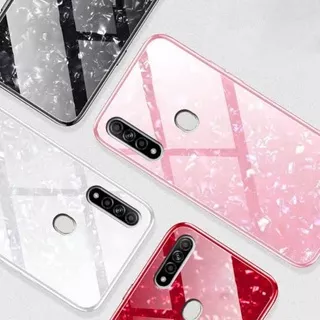 OPPO A8 / A15 / A15s GLASS CASE FASHION DIAMOND SHINING MARBLE GLITER PREMIUM CASING TEMPERED