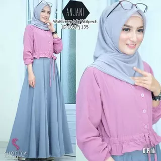 Ns FC Najibah Baju Gamis Wanita Dress Syari asdf Lebaran Terbaru 2021 gamis ANJANI DRESS Gamis MOSCREPE