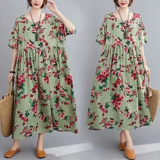 AZALEA DRESS - PREMIUM DRESS OVERSIZED BUNGA-BUNGA GAMIS IMPORT HK BIG SIZE/JUMBO