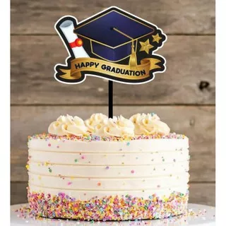 Cake topper happy graduation / hiasan kue wisuda