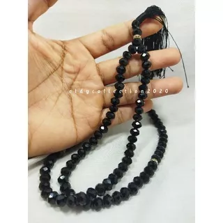 Tasbih batu black onix Asli Natural Model Cutting Isi 99butir