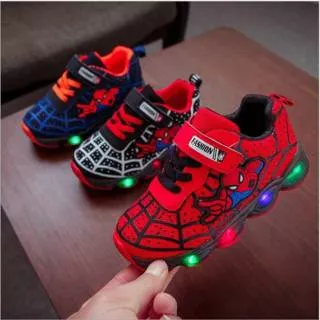 SEPATU LAMPU LED ANAK LAKI LAKI IMPORT SPIDER MAN