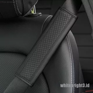 <<WHITE>> Fibre Leather Embossed Seat Belt Shoulder Pads Car Seat Cover Safety Belts