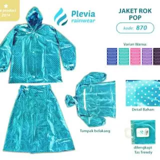 Jas Hujan Rok Polkadot Plevia POP 870 Stelan rok / Setelan Jaket Celana Perempuan Jaket