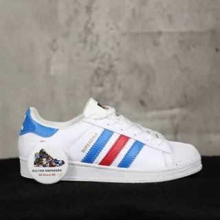 Adidas Superstar Classic Putih Biru Merah Pria - Wanita Import vitman