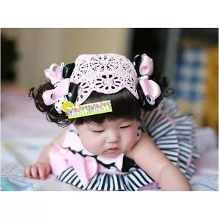 FH2738 Dot - Handmade wig headband with fringe / Bandana rambut palsu poni untuk anak baby bayi