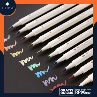 RICISE - Pen Brush Metalik Untuk Menggambar Scrapbook DIY Pen Spidol Warna Pena Kuas Metalik Kaligrafi Dekor - STA26