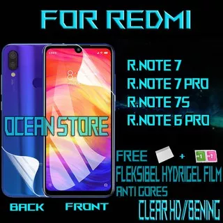 Clear HD/Hydrogel Antigores Jelly /Anti Gores Hydrogel/Depan & Belakang/Xiaomi Redmi Note 6 Pro/Note 7 Pro/Note 7S/note 7 | OS95