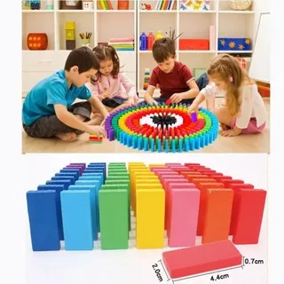 Lego / Mainan anak / Puzzel / Balok Domino Mainan Edukatif Balok Susun Kayu Warna Warni Bisa Cod