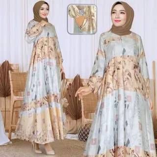 MALIKA Mode KANAYA DRESS Gamis Muslim Silk Busui Friendly Rempel Samping