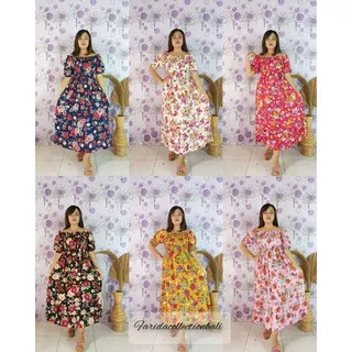 Dress sabrina motif bunga mawar Rayon super