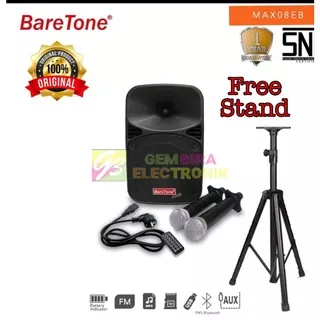 Speaker Aktif Portable Baretone MAX8EB 8 inch free stand & Mic shure