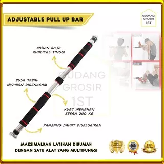 Adjustable Pull Up Bar Premium 60 - 100 Cm | Anti Slip Pull Up | Iron Gym | Fitness Olahraga