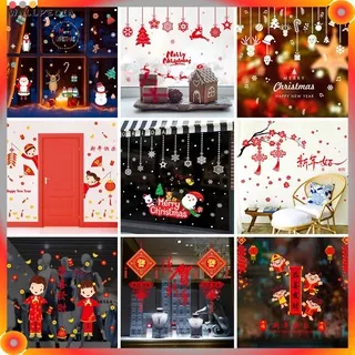 WALLPEDIA Wall Sticker Natal Merry Christmas Chinese New Year Stiker Dinding Imlek Lentera Merah Hiasan natal