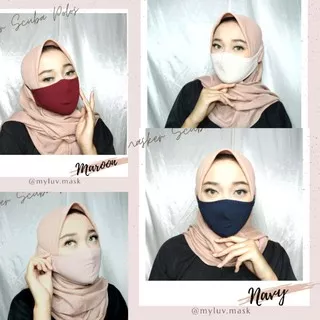 Masker Kain Scuba Polos TERMURAH/masker kain 2ply/masker hijab/masker earloop