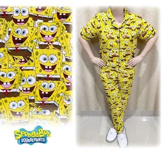 Jajanan THR.. Stelan Baju Tidur Spongebob Kuning Panjang