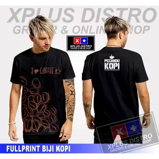 KAOS DISTRO KOPI FULLPRINT BIJI KOPI/KAOS PENIKMAT KOPI/KAOS KOPI/KAOS KATUN COMBED 30S PREMIUM/COD