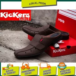 COD Sandal Sepatu Pria Kulit Asli Bustong Kickers Casual Slop Murah Berkualitas_Sendal Selop Pria Sandal Slop Kulit