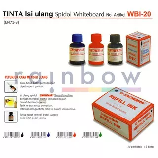 Tinta Spidol Snowman Whiteboard WBI-20/ Isi Ulang Spidol Snowman/ Tinta Refill Snowman