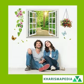 WALL STICKER JENDELA POHON HIJAU HUTAN WINDOW GREEN TREE FOREST STIKER DEKORASI DINDING