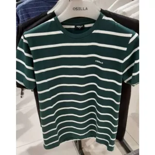 Kaos Pria Tshirt Lengan Pendek Stripe Hijau Osella Original