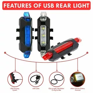 Lampu LED Sepeda Pancal Belakang Seatpost Merah Putih Biru Depan Roadbike Fixie MTB Anak Senter