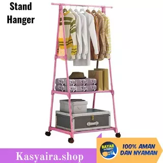 Rak Hanger Pakaian Tinggi Rak Serbaguna Baju Buku Stand Hanger Triangle Stand hanger rak buku pakaian serbaguna dengan 4 roda BestProduct I0S8